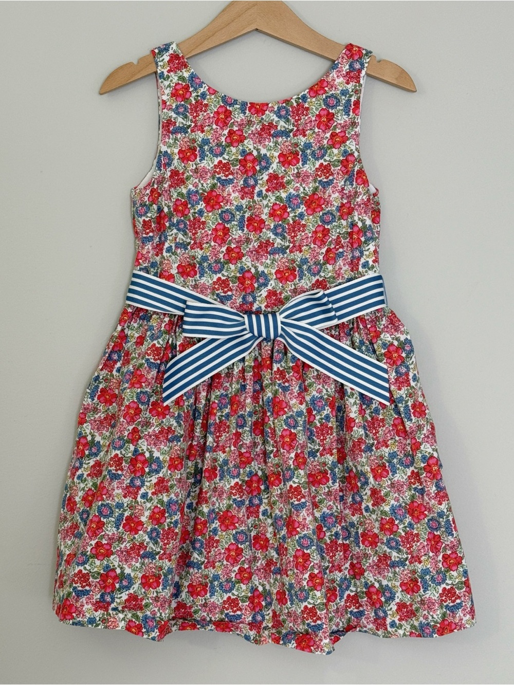 Polo Ralph Lauren Girls Floral Dress Size 5 Cotton Bow Waist